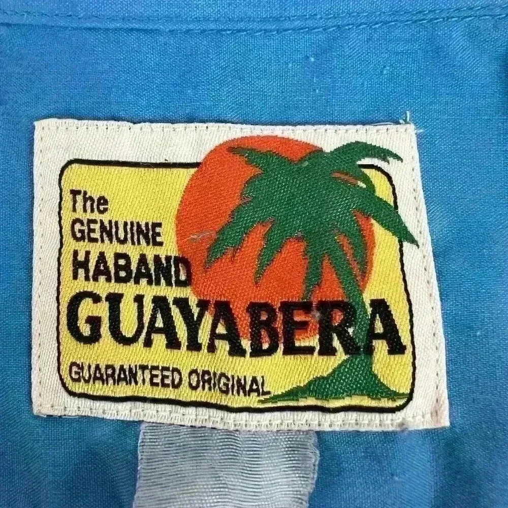 The Genuine Haband‎ Guayabera Full Zip Cuban Cigar Bowling Shirt Turquoise Men’s - Picture 9 of 10